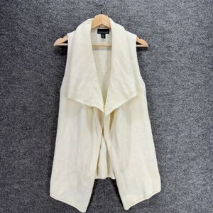 Cynthia Rowley Cardigan Women M Medium Beige Knit Wool Open Front Collared